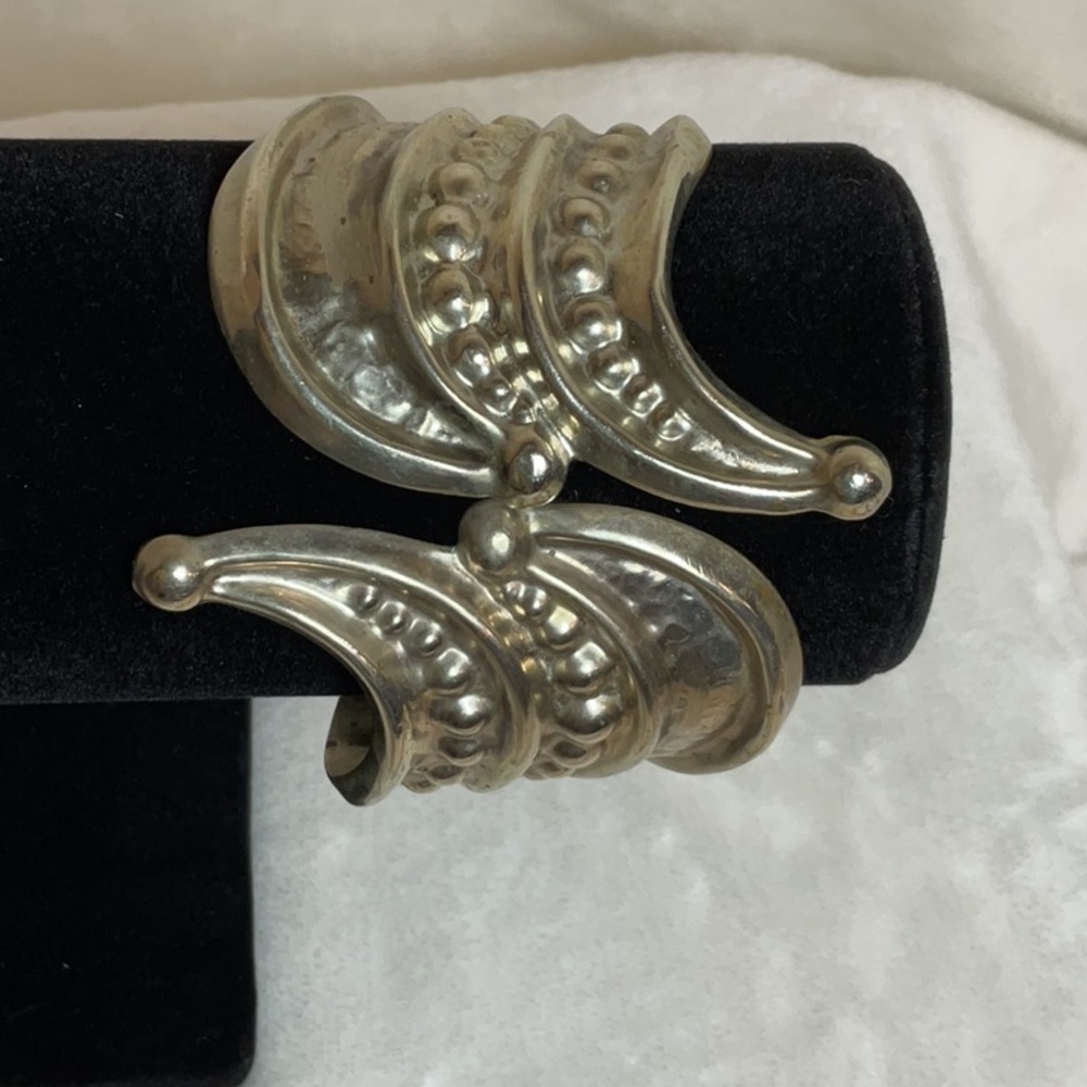 Mexican style nickel cuffed embellished bracelet.